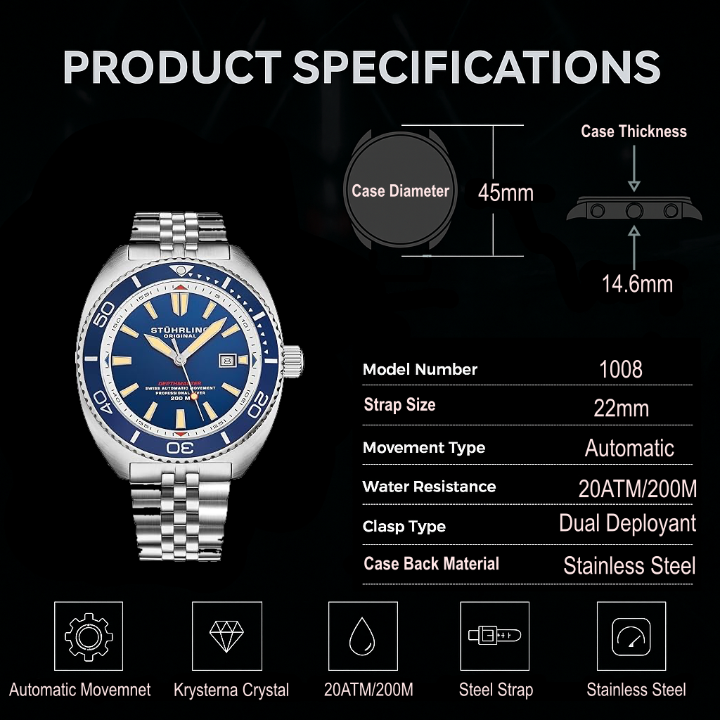 Fqbi Watches The Swiss Automatic Depthmaster 1008 45mm Diver