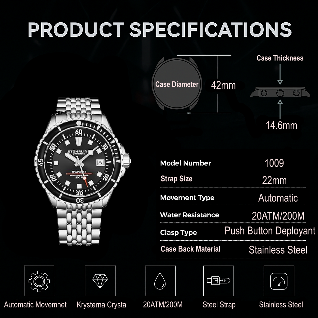 Fqbi Watches Swiss Automatic Radiance 1009 42mm Diver