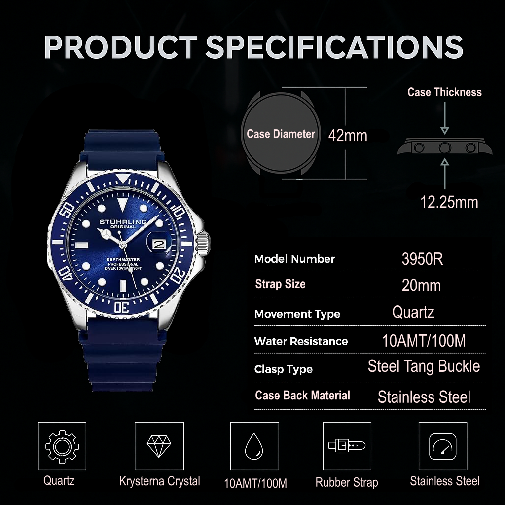 Fqbi Watches Pelagos 3950R Quartz 42mm Diver