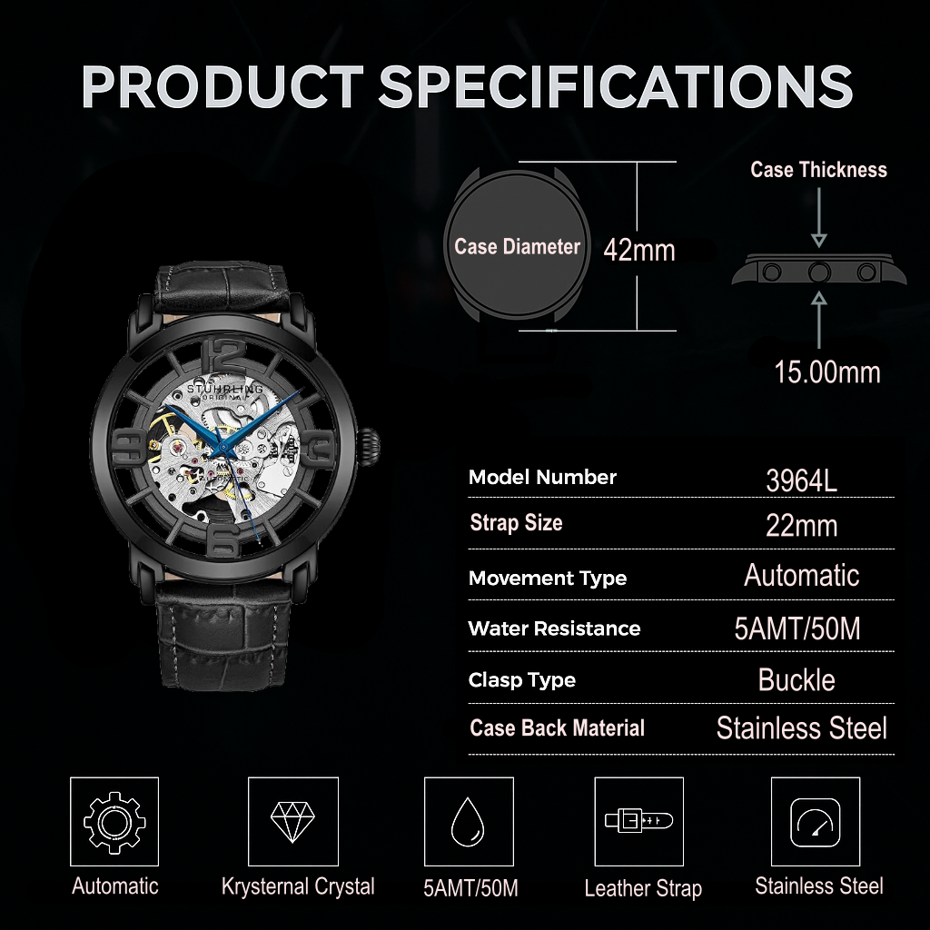 Fqbi Watches Winchester 3964L Automatic 42mm Skeleton