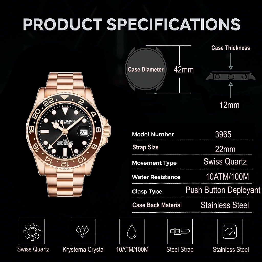 Fqbi Watches Meridian 3965 Quartz 42mm Diver