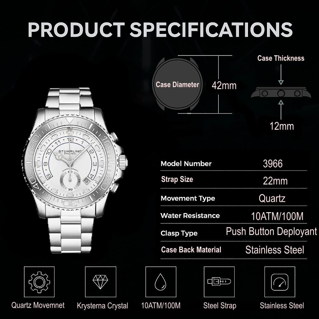 Fqbi Watches Brigadier Quartz 3966 Chronograph 42mm Diver