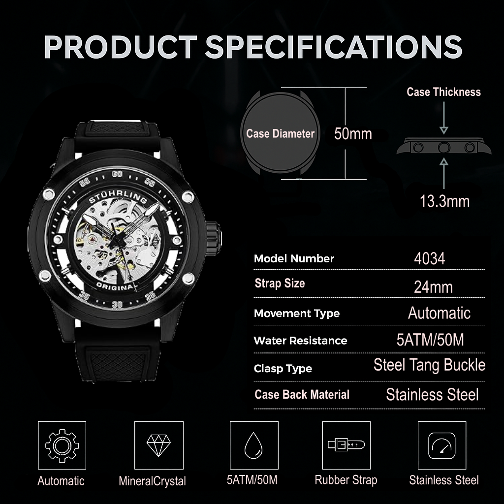 Fqbi Watches Grandiose 4034 Automatic 50mm Skeleton