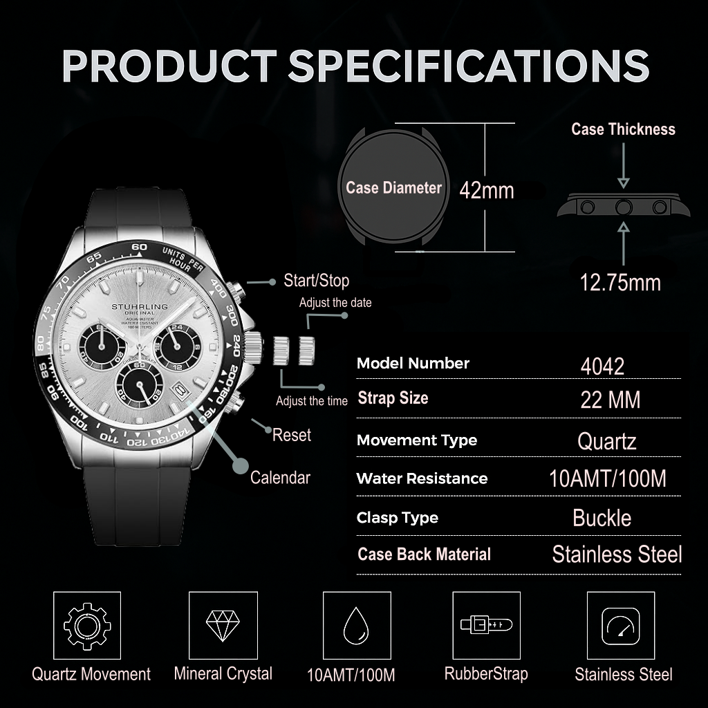 Fqbi Watches Aquamaster 4042 Quartz 42mm Chronograph