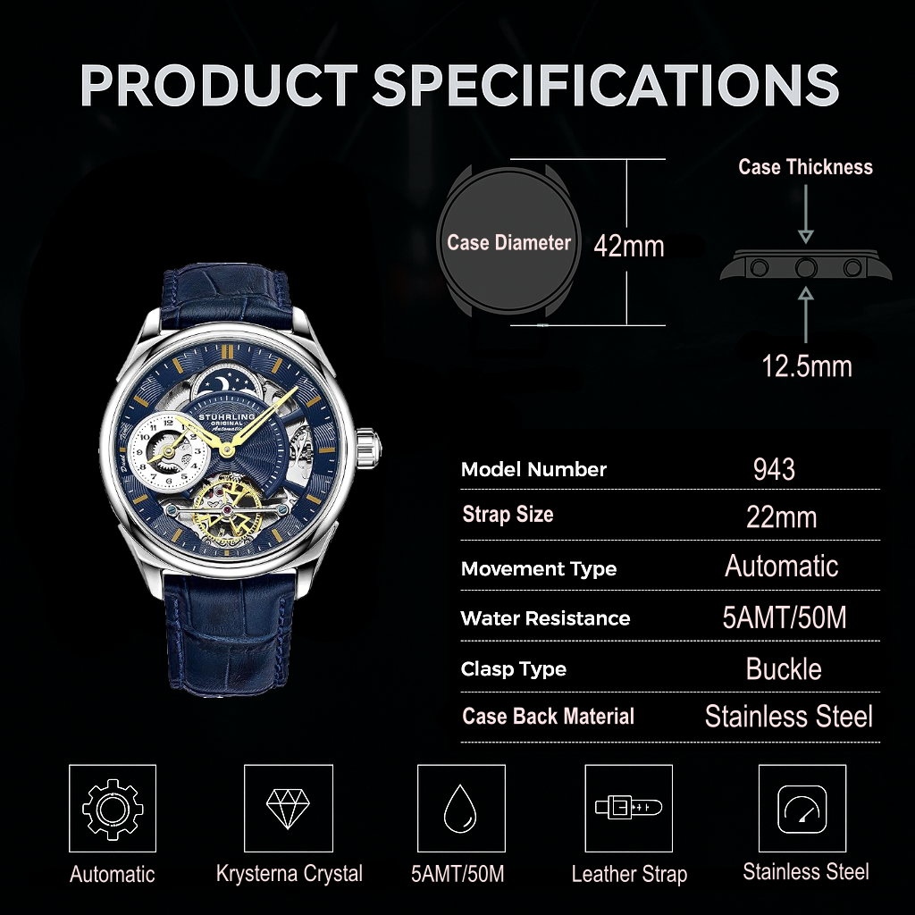 Fqbi Watches Presidia 943A Automatic 42mm Skeleton
