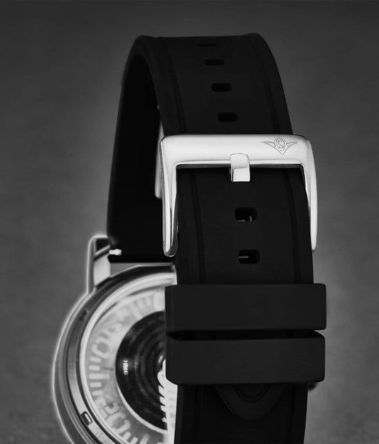 Silicone Black Rubber Sport 22mm Strap