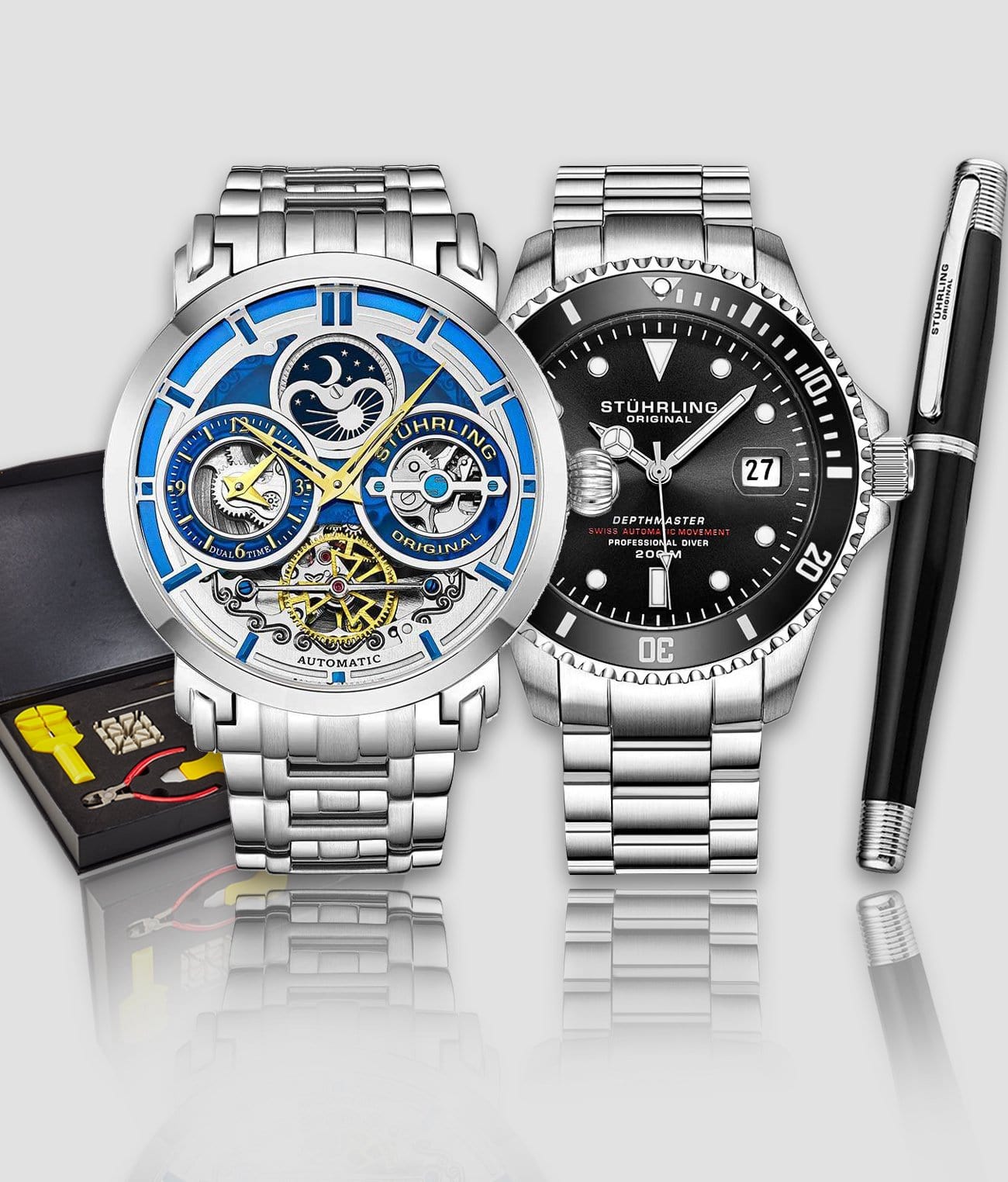 Luciano 371B.02, Depthmaster 883.01, Signature Pen, and Watch Tool Kit