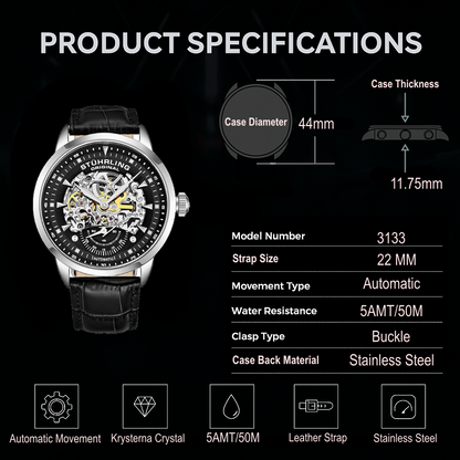 Fqbi Watches Executive 3133 Automatic 44mm Skeleton