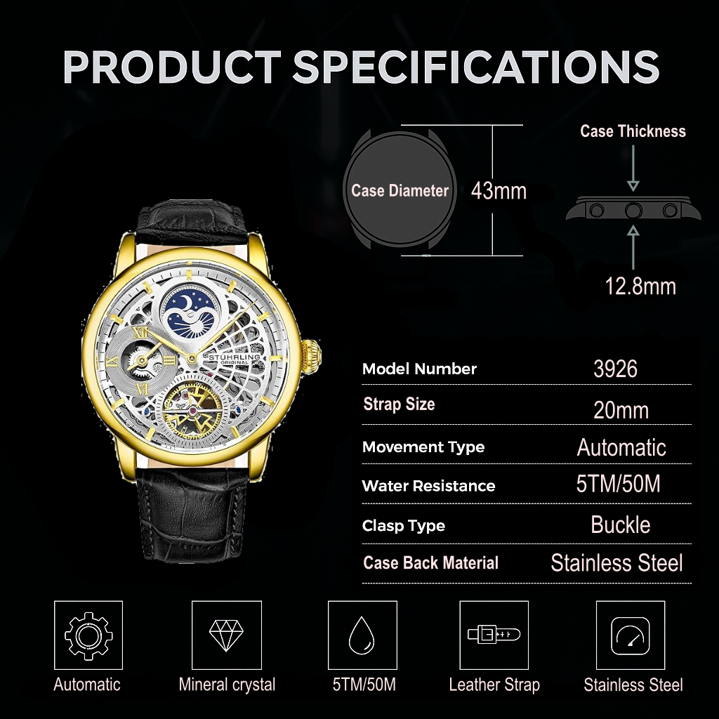 Fqbi Watches 3926 Automatic 43mm Skeleton