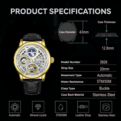 Fqbi Watches 3926 Automatic 43mm Skeleton
