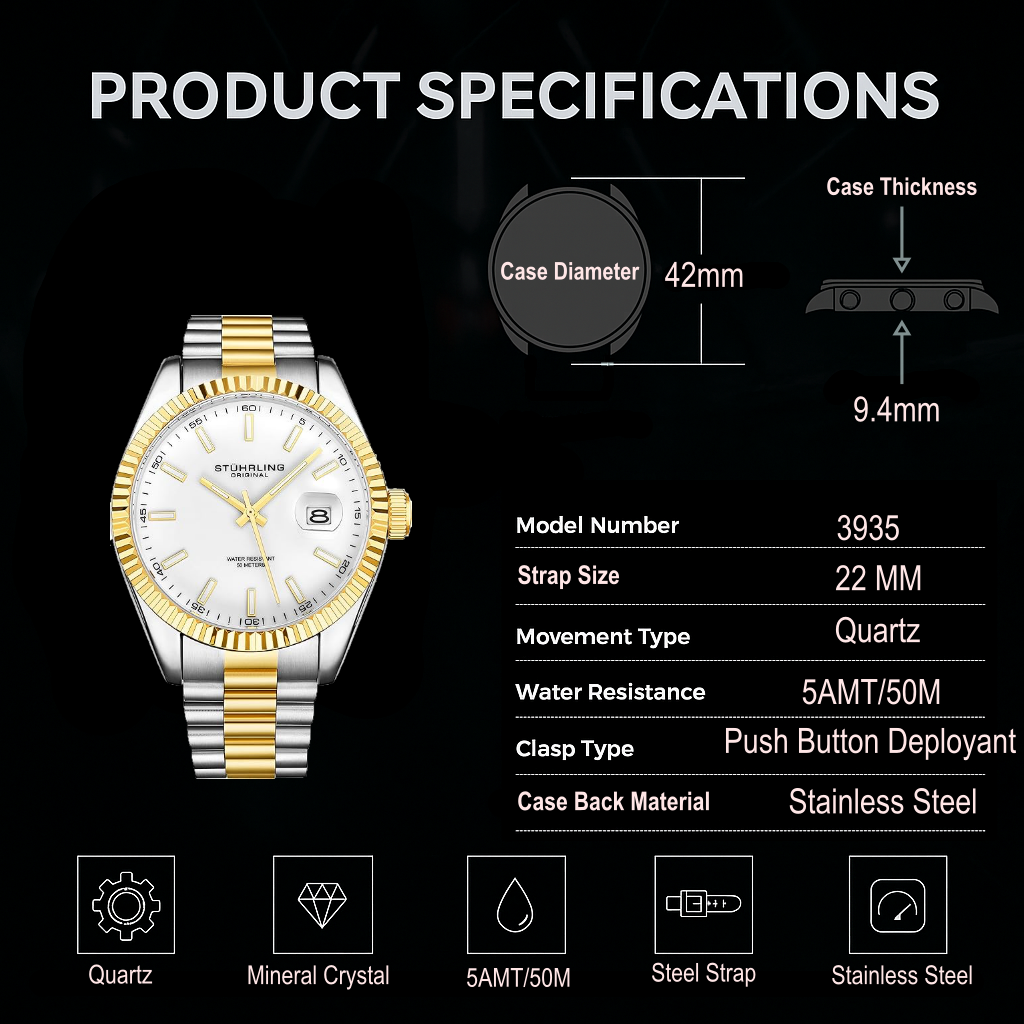 Fqbi Watches Lineage 3935 Quartz 42mm Classic