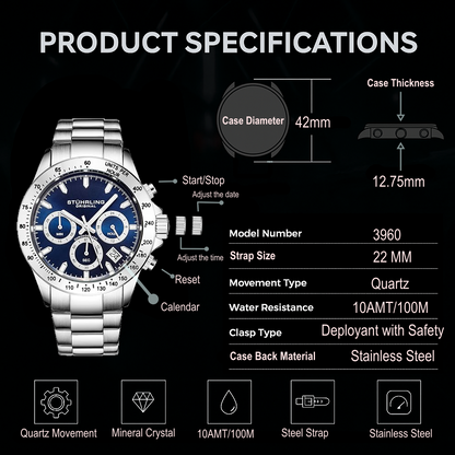 Fqbi Watches Ultima 3960 Quartz 42mm Chronograph