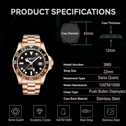 Fqbi Watches Meridian 3965 Quartz 42mm Diver