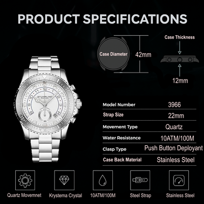 Fqbi Watches Brigadier Quartz 3966 Chronograph 42mm Diver