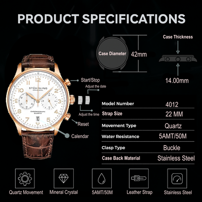 Fqbi Watches GR1-Q 4012 Quartz 42mm Chronograph