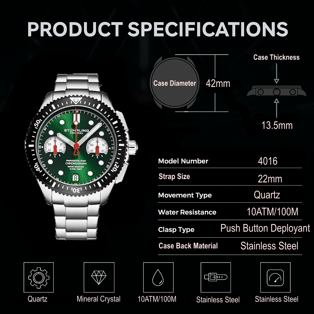 Fqbi Watches Velocity 4016 Quartz 42mm Chronograph