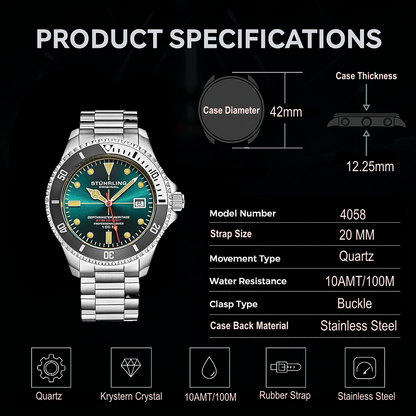 Fqbi Watches Depthmaster Heritage 4058 Swiss Quartz 42mm