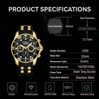 Fqbi Watches Regal 4059 Quartz Chronograph 44mm
