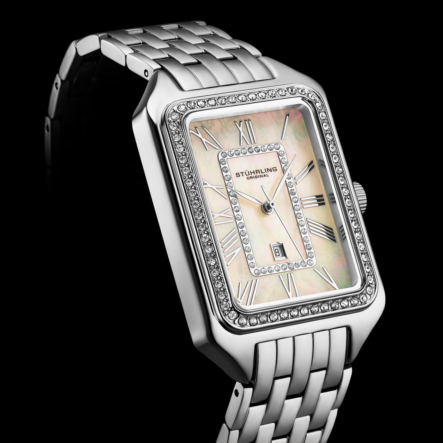 Lustra 32mm Rectangle Quartz Fashion Watch with Crystals