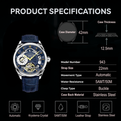 Fqbi Watches Presidia 943A Automatic 42mm Skeleton