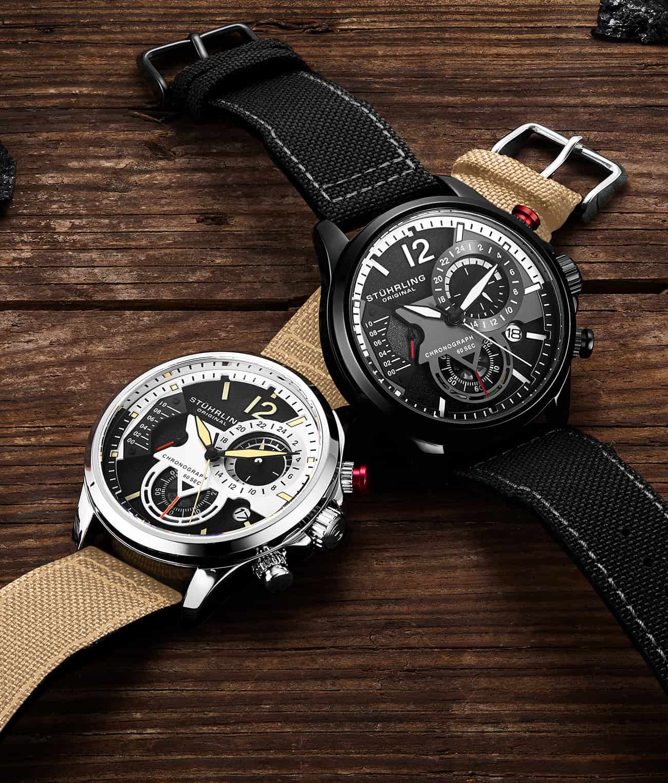 Black Dial / Silver Case / Beige Leather Strap Silver Tang Buckle