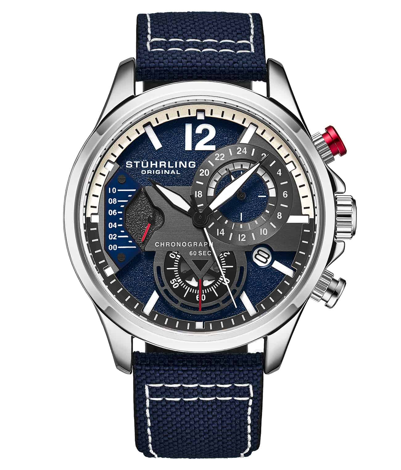 Blue Dial / Silver Case / Blue Leather Strap Silver Tang Buckle