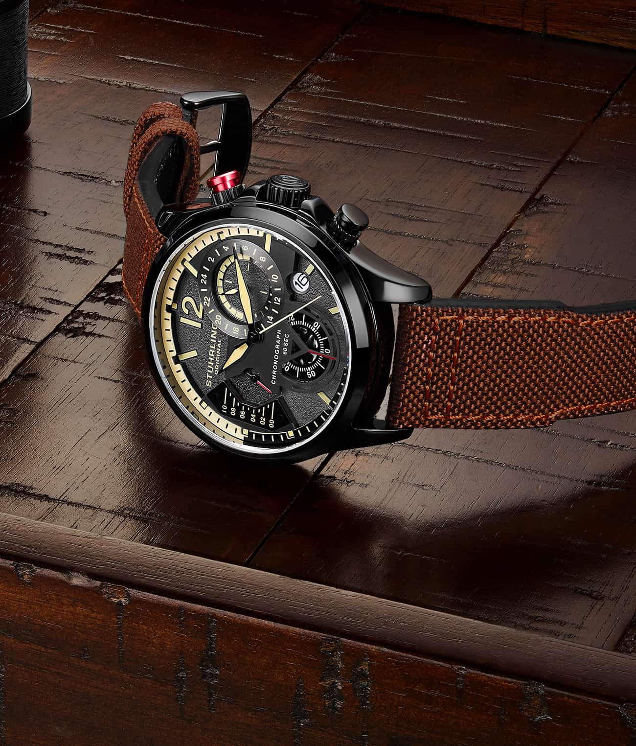 Grey Dial / Black Case / Brown Leather Strap Black Tang Buckle