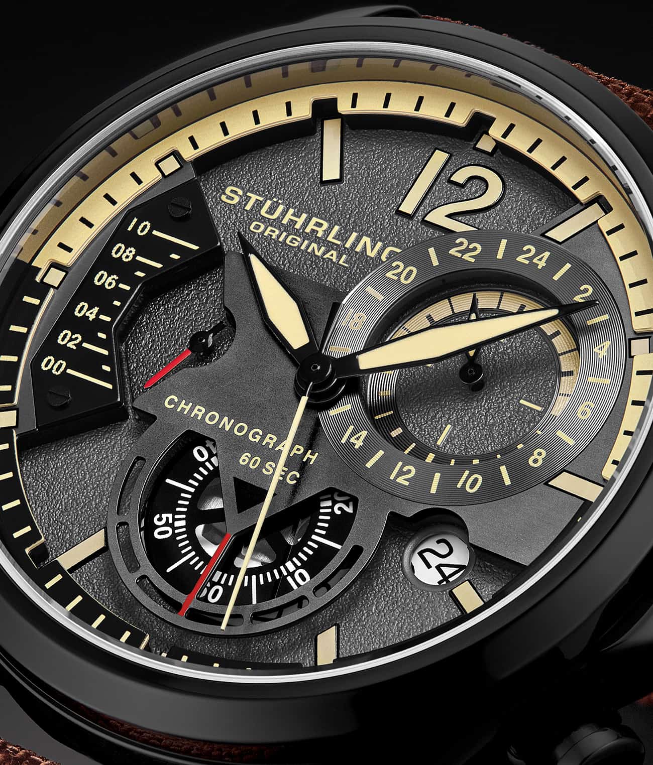 Grey Dial / Black Case / Brown Leather Strap Black Tang Buckle