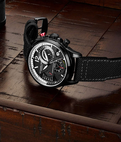 Black Dial / Black Case / Black Leather Strap Black Tang Buckle