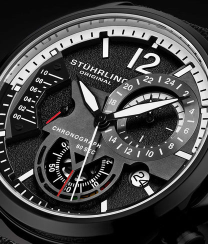 Black Dial / Black Case / Black Leather Strap Black Tang Buckle