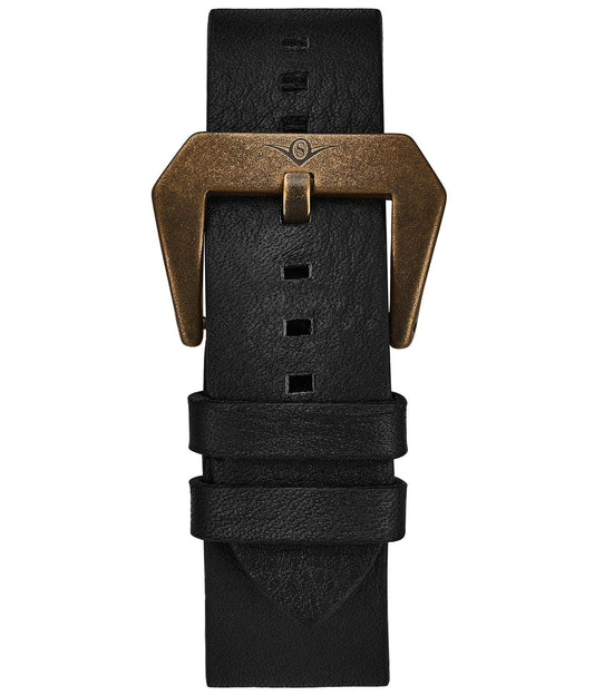 Waterproof Black Leather 22mm Strap