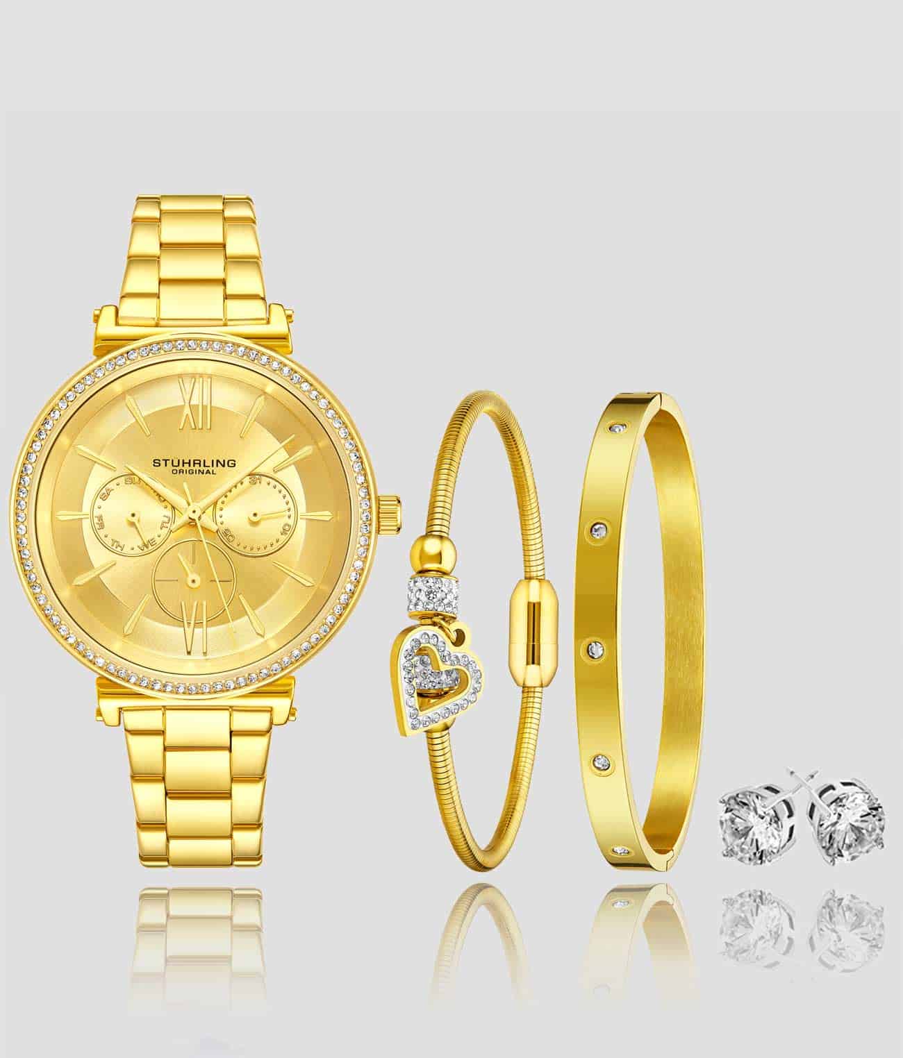 Aria 3908.4 Quartz 40mm Classic with Emma Polished Bangle, Emilia Snake Chain Bracelet and Studs