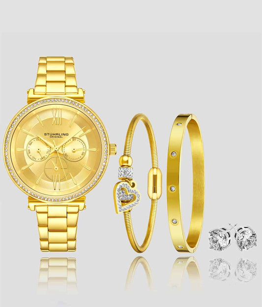 Aria 3908.4 Quartz 40mm Classic with Emma Polished Bangle, Emilia Snake Chain Bracelet and Studs