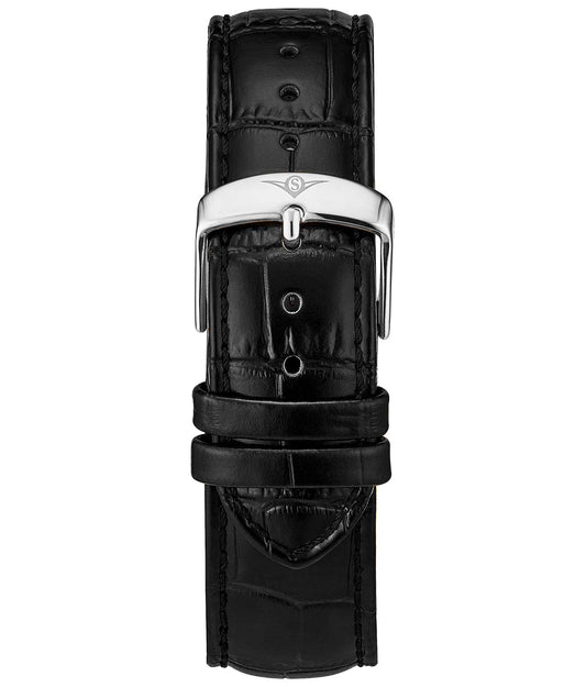 Alligator Embossed Black Leather 22mm Strap