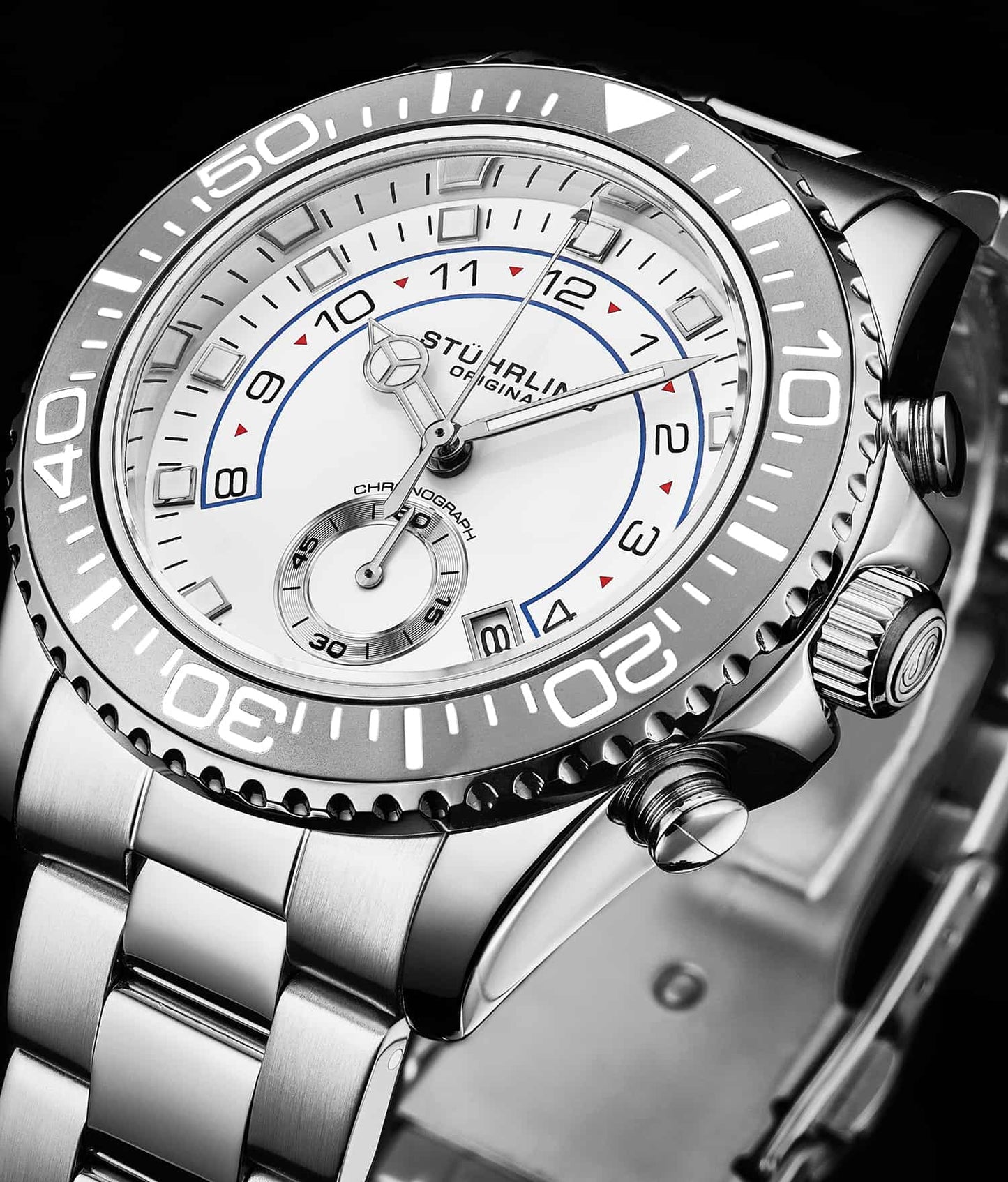 Brigadier Quartz Chronograph 42mm Diver With Stainless Steel Deployant Buckle