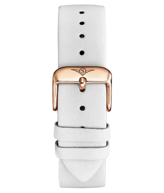 20mm White Leather Strap With Satin Twill Cover WIth Rose Gold Buckle