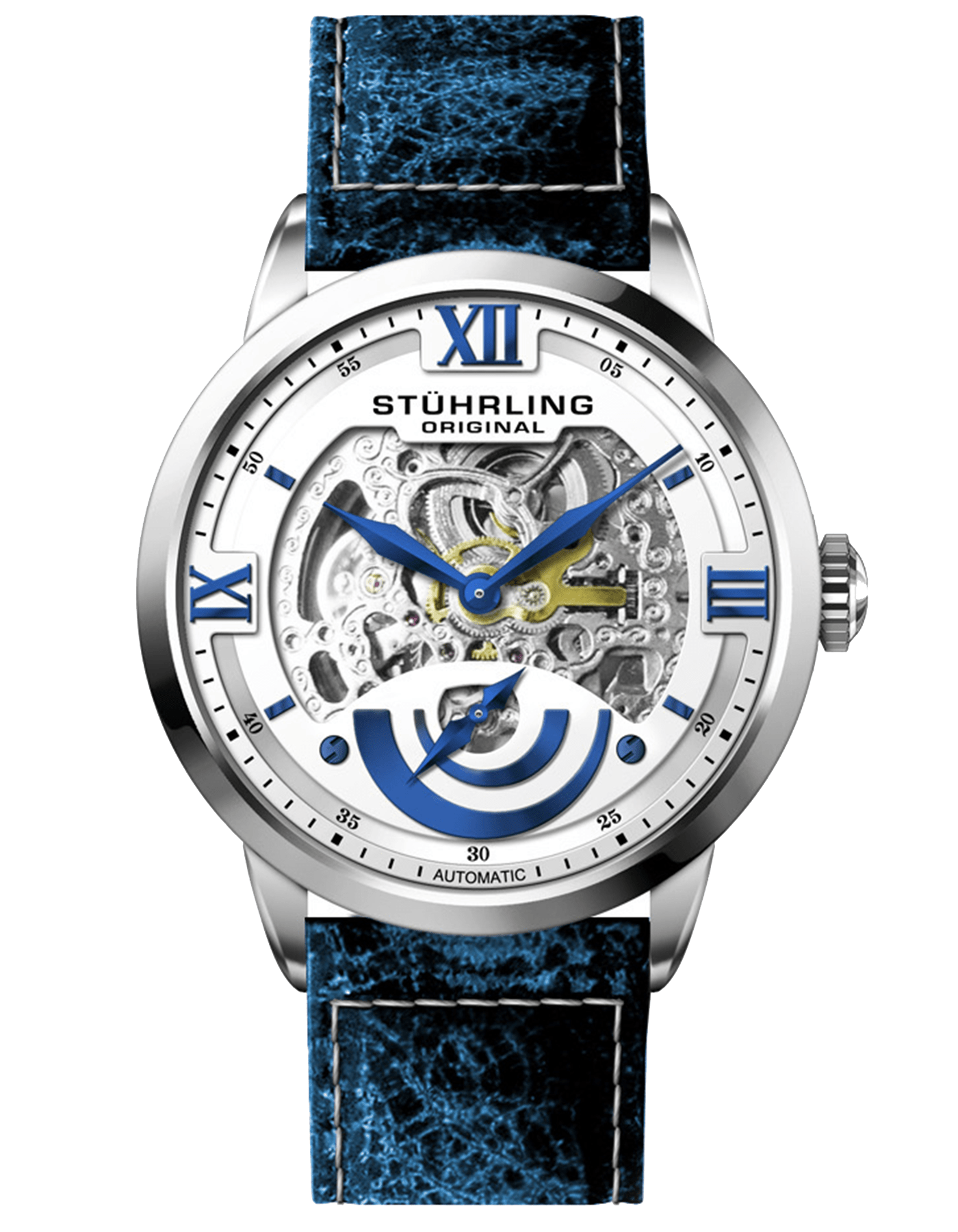 Silver Dial / Silver Case / Blue Leather Strap Tang Buckle