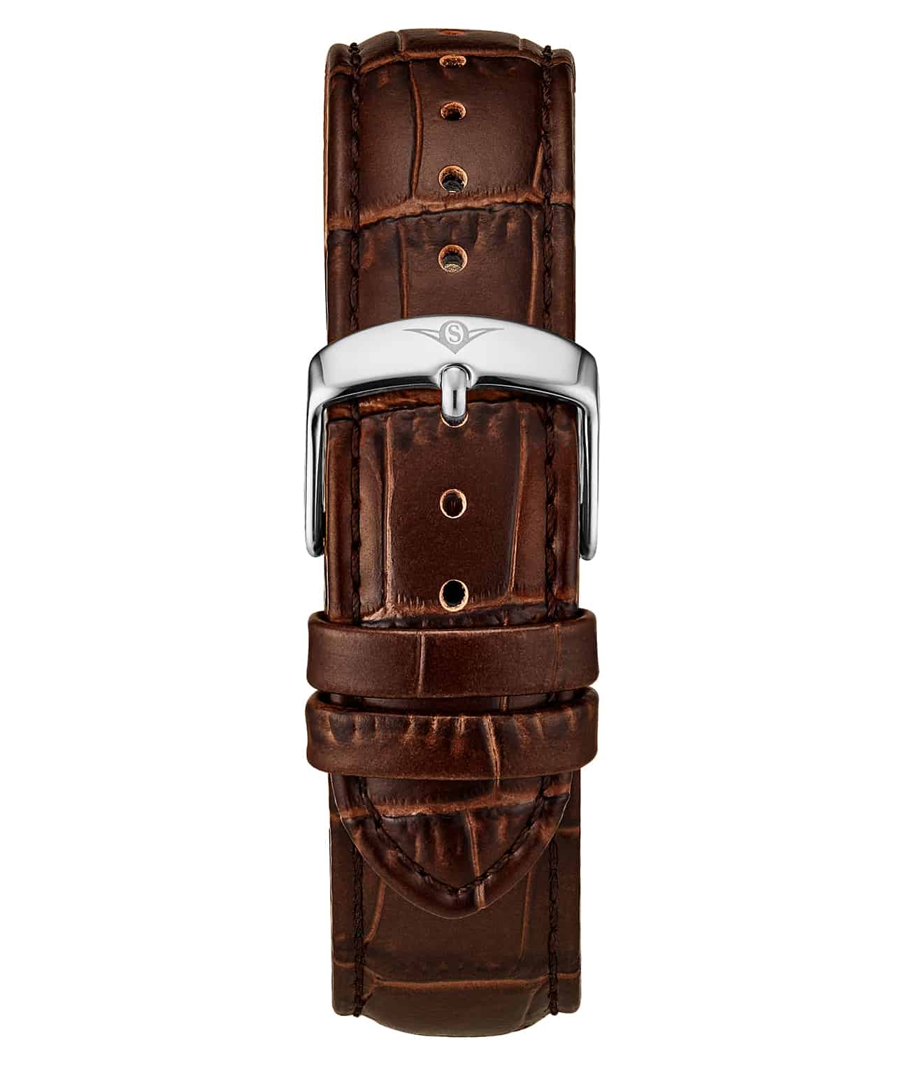 Genuine Calfskin Brown Leather Alligator Embossed 22mm Strap