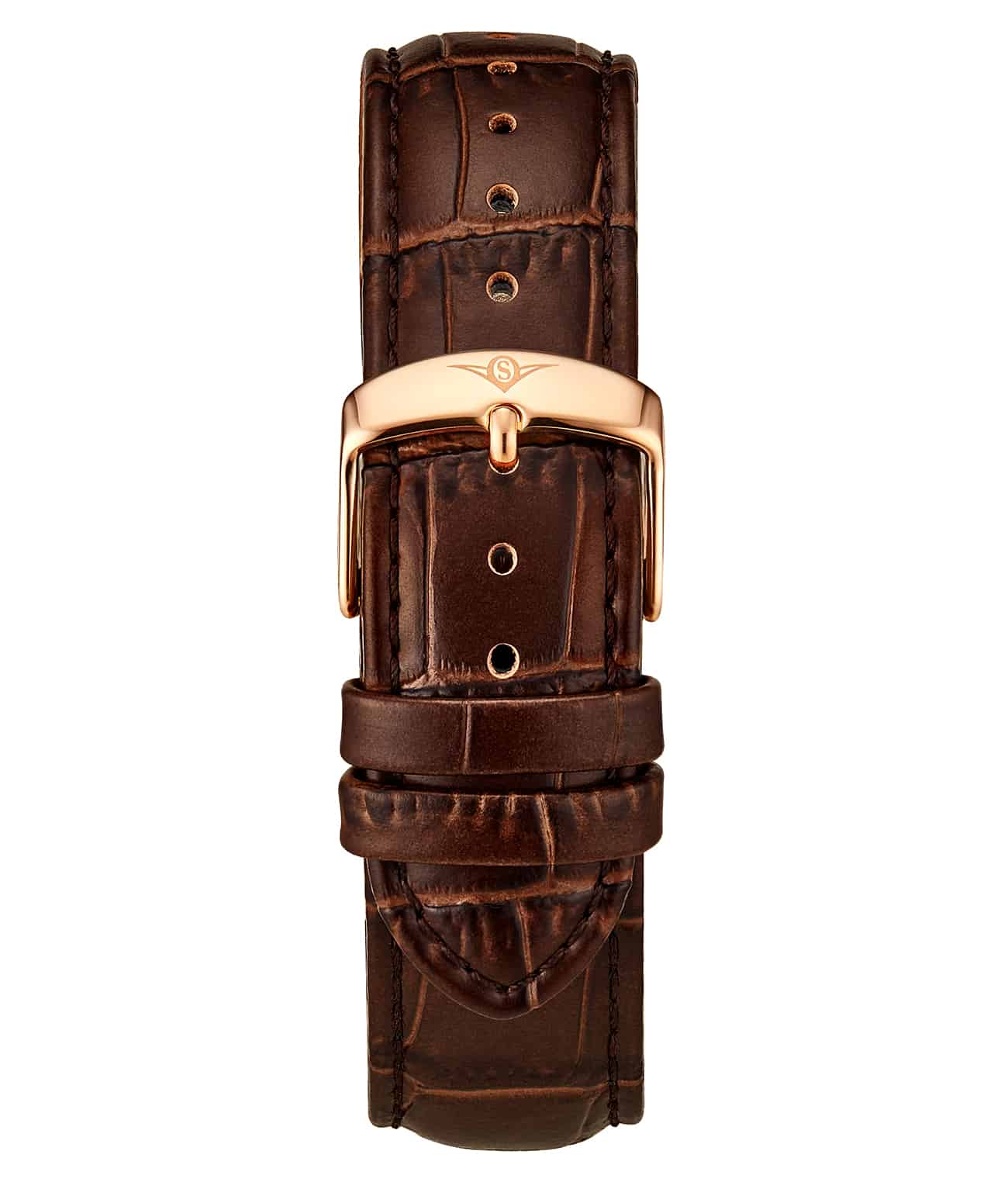 Alligator Embossed Brown Leather 22mm Strap