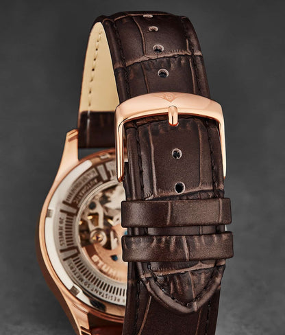 Alligator Embossed Brown Leather 22mm Strap
