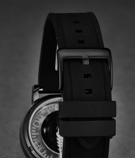 Silicone Black Rubber Sport 22mm Strap
