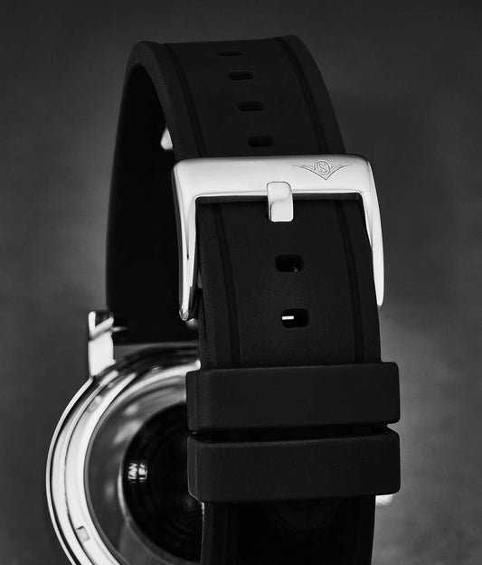 Silicone Black Rubber Sport 22mm Strap