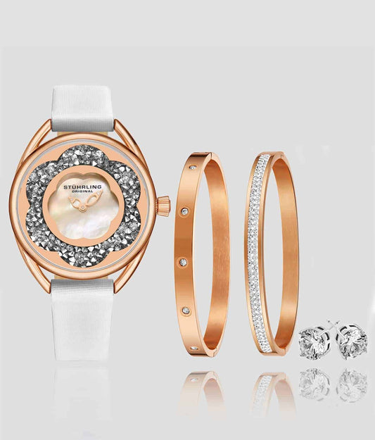 Lily 995.05 Quartz 38mm Classic with Emma Polished Bangle, Sofia Frosted Bangle and Studs