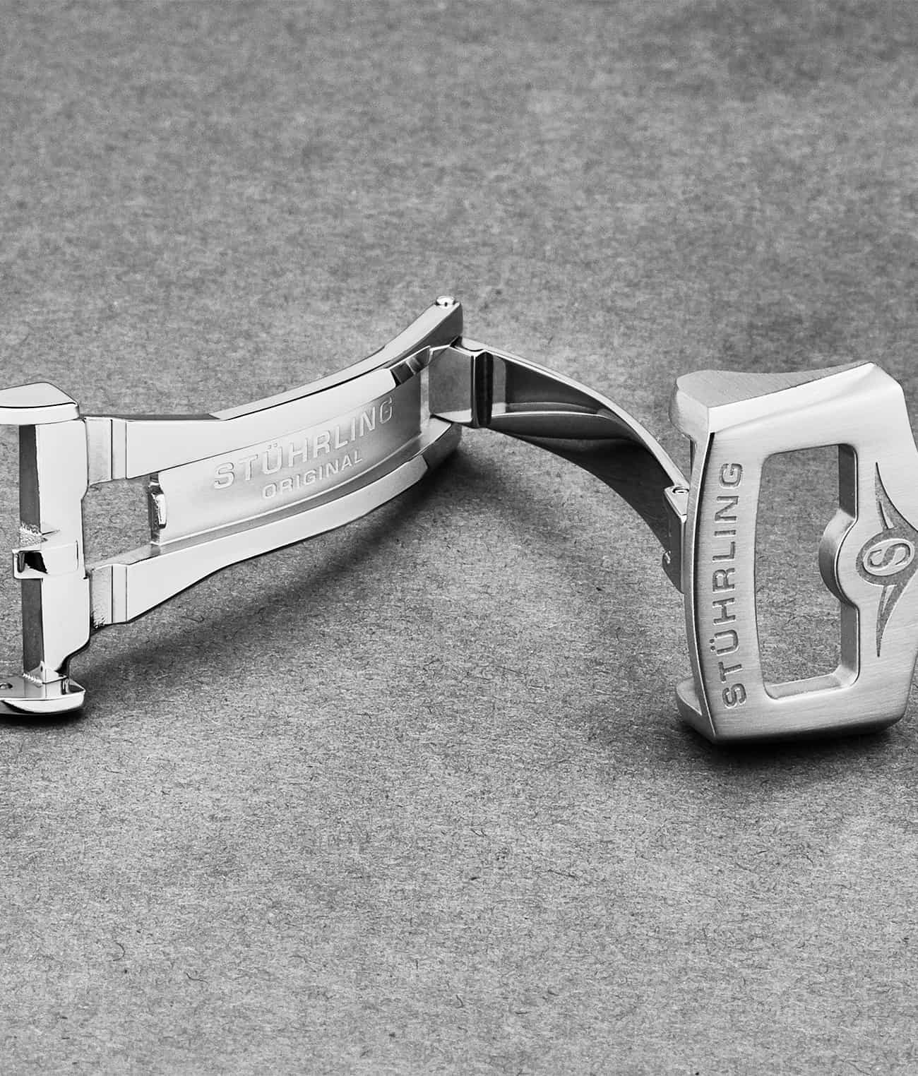 24mm Leather Strap with Stainless Steel Deployant Buckle