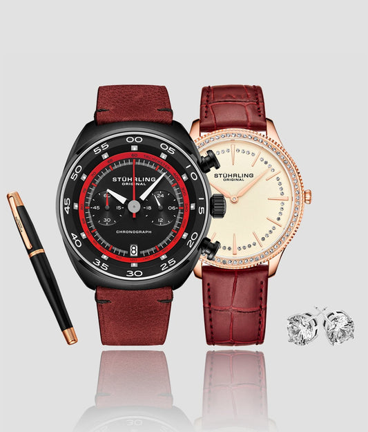 Opposites Attract Quartz Duo with Signature Pen and Stud Earring