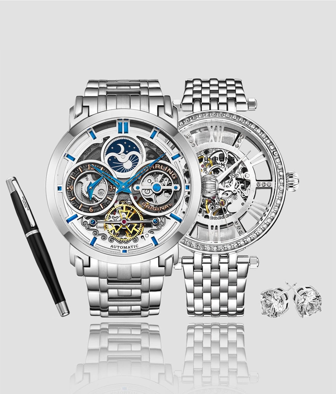 Stunning Skeletons Duo with Signature Pen and Stud Earring