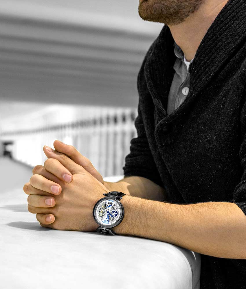 Silver Dial / Gun Metal Grey Case / Black Band