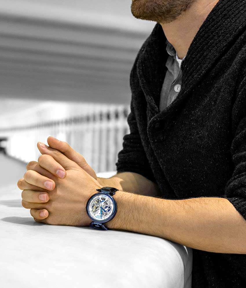 Silver Dial / Blue PVD Case / Black Band