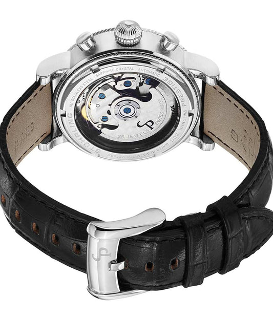 Silver Dial / Silver Case / Black Leather Strap Tang Buckle