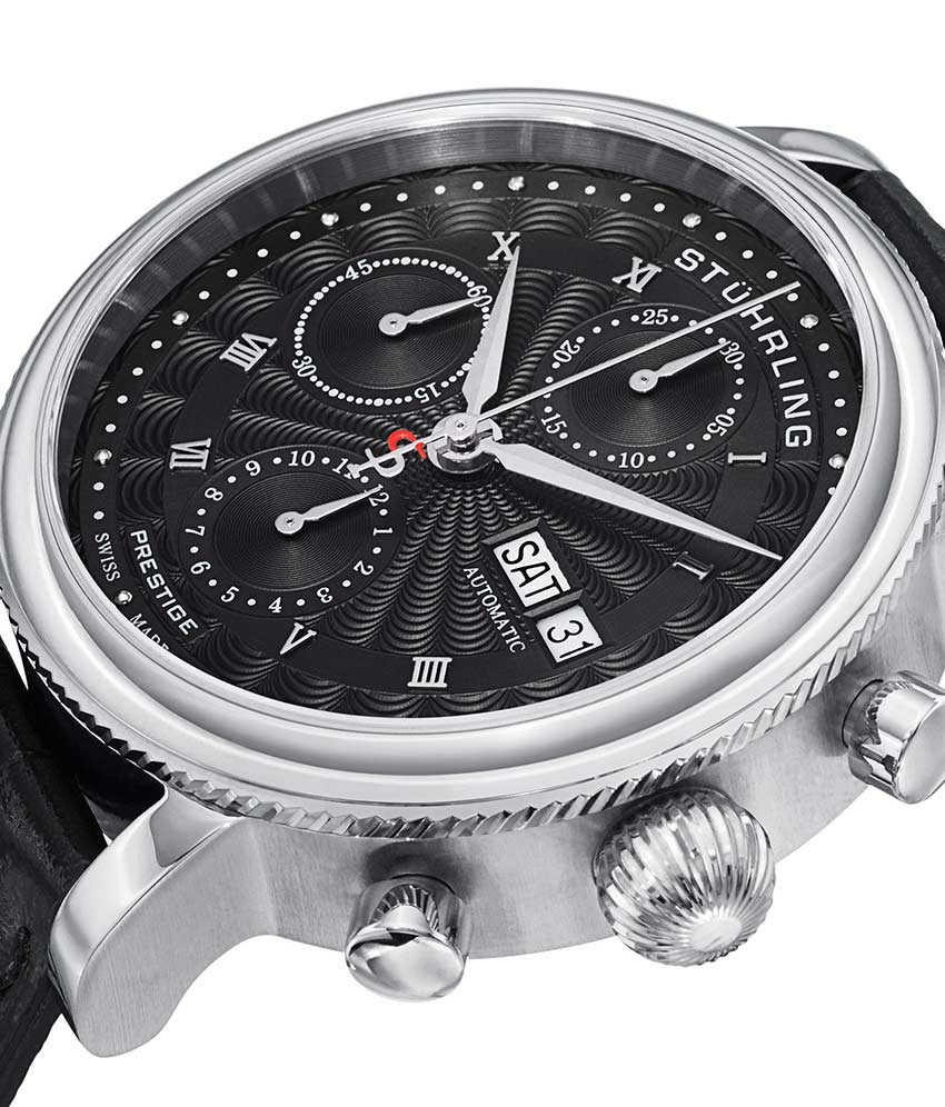 Black Dial / Silver Case / Black Leather Strap Tang Buckle